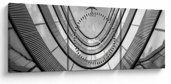 Kép - Repülőgép az épület felett (órával) (90x30 cm)
