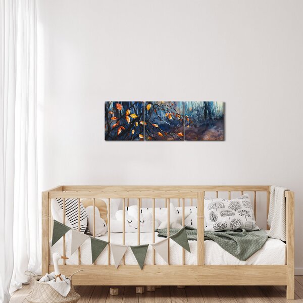 Kép - Az őszi nap sugarai (órával) (90x30 cm)