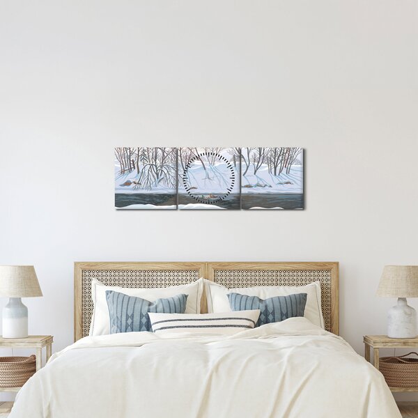 Kép - róka a téli tájban (órával) (90x30 cm)