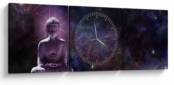 Kép - Buddha az élet virágaival (órával) (90x30 cm)