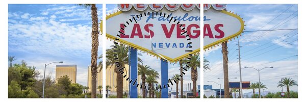 Kép - Las Vegas (órával) (90x30 cm)
