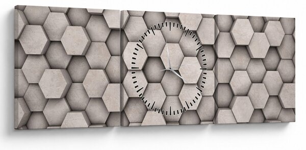 Kép - Hatszögek beton kivitelben (órával) (90x30 cm)