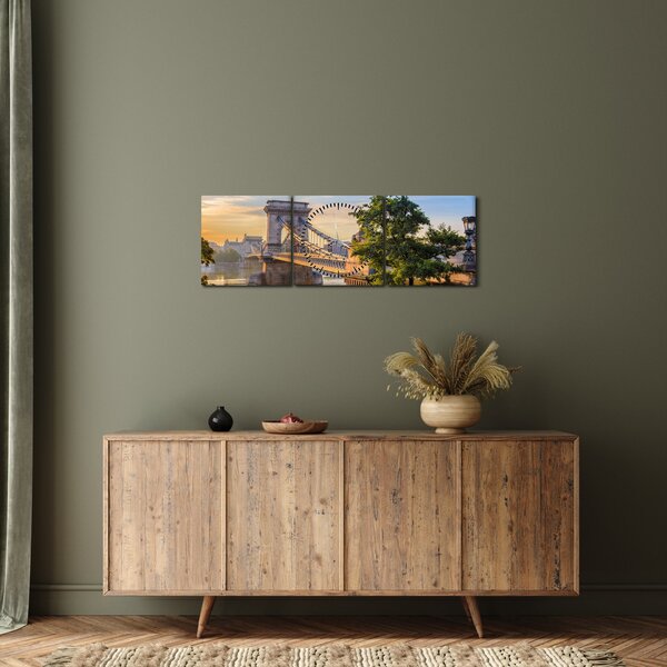 Kép - Híd a folyón, Budapest, Magyarország (órával) (90x30 cm)