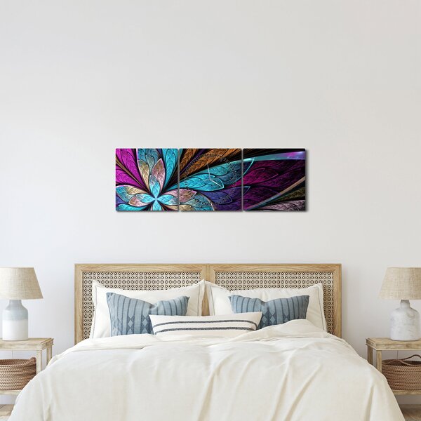Kép - absztrakció, virág (órával) (90x30 cm)