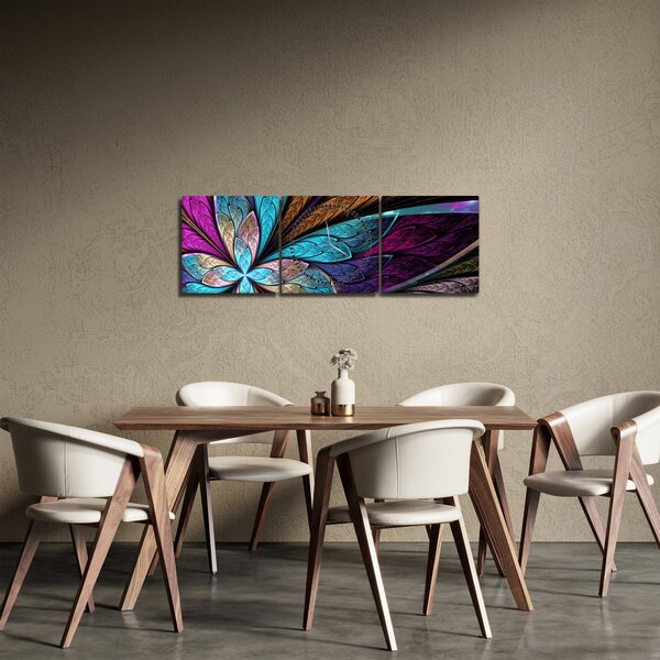 Kép - absztrakció, virág (órával) (90x30 cm)