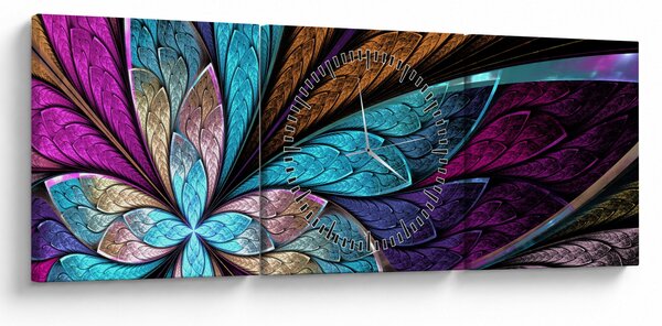 Kép - absztrakció, virág (órával) (90x30 cm)
