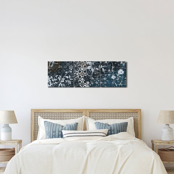 Kép virágos dekorációval (órával) (90x30 cm)