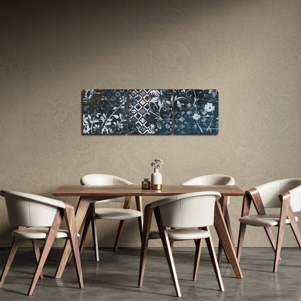 Kép virágos dekorációval (órával) (90x30 cm)
