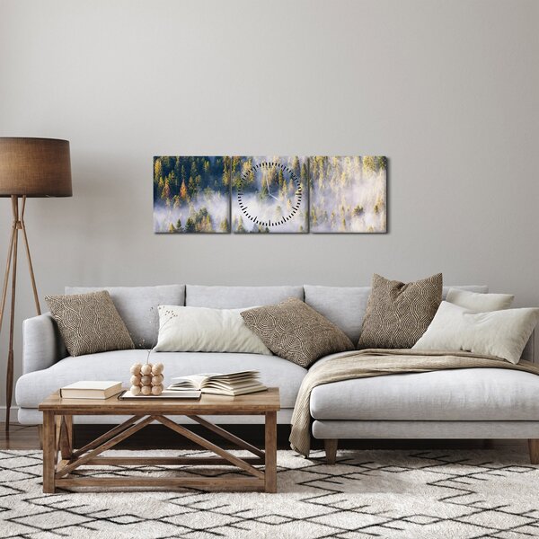 Fák képe a ködben (órával) (90x30 cm)