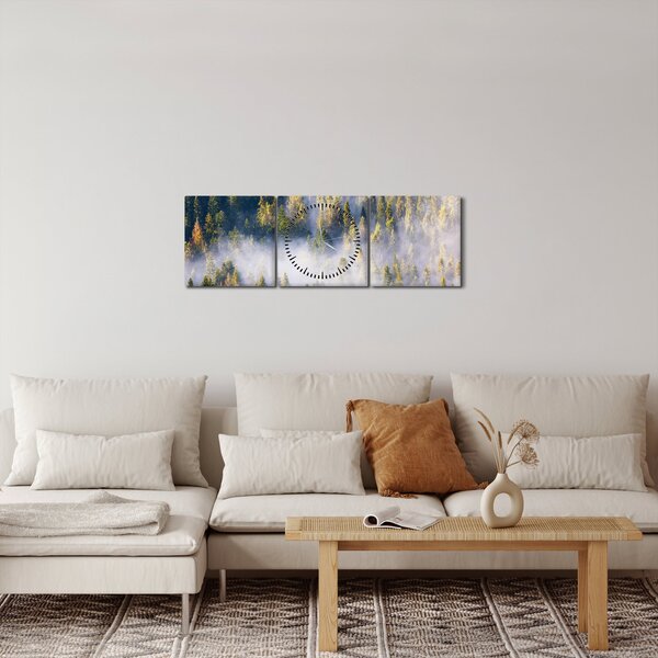 Fák képe a ködben (órával) (90x30 cm)