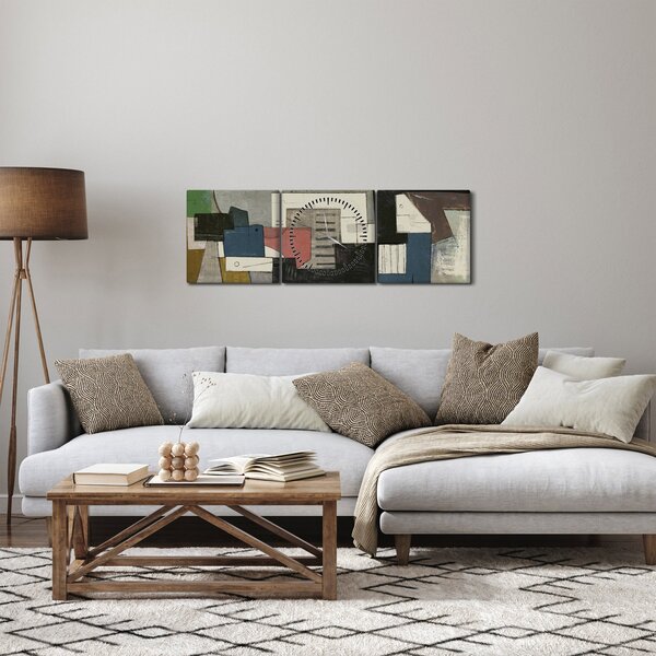Kép - absztrakció, kubizmus (órával) (90x30 cm)