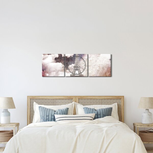 Kép - Eiffel-torony, Párizs, Franciaország (órával) (90x30 cm)
