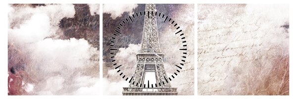 Kép - Eiffel-torony, Párizs, Franciaország (órával) (90x30 cm)