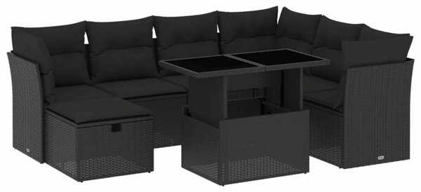 VidaXL Polyrattan Kerti Ülőgarnitúra - 8 részes - Fekete