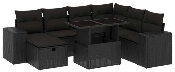 VidaXL Polyrattan Kerti Ülőgarnitúra - 8 részes - Fekete