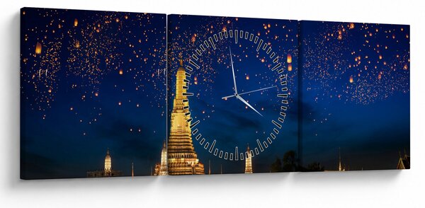 Kép - A boldogság lámpásai, Bangkok (órával) (90x30 cm)