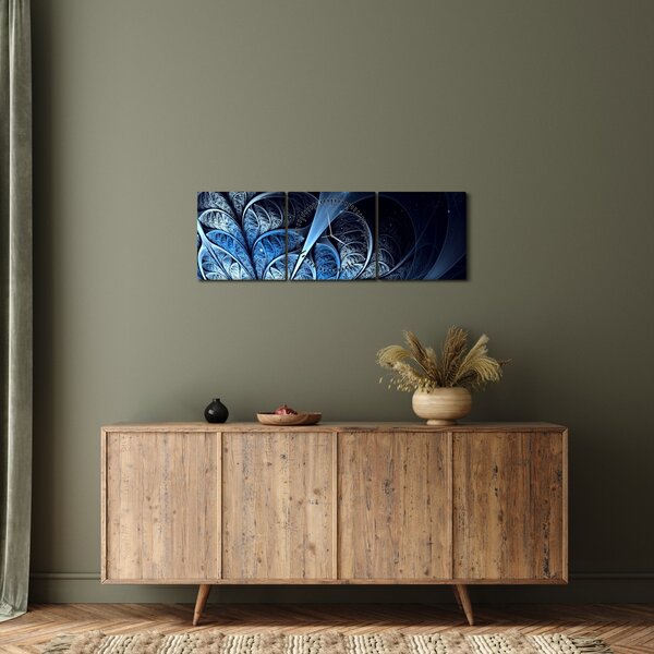 Egy sötétkék virág képe (órával) (90x30 cm)