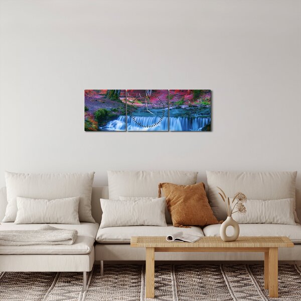 Kép Vízesés egy vörös erdőben (órával) (90x30 cm)