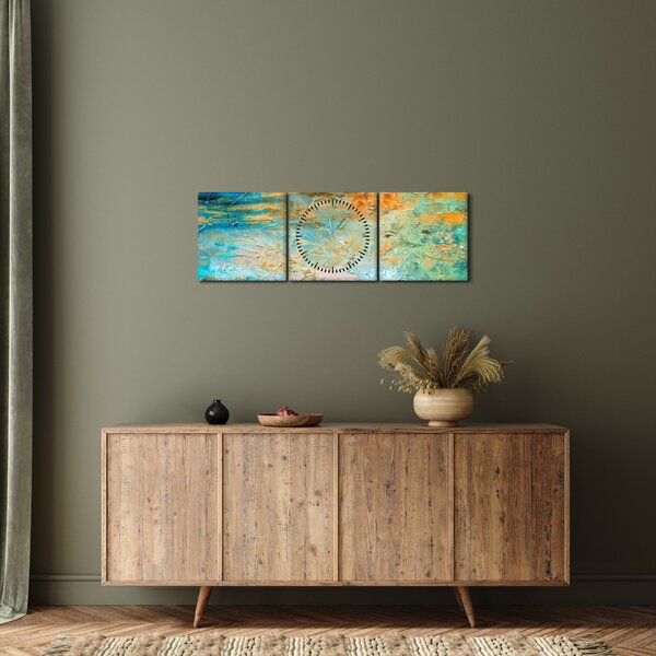 A kék absztrakció képe (órával) (90x30 cm)