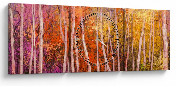 Egy kép egy színes erdőről (órával) (90x30 cm)