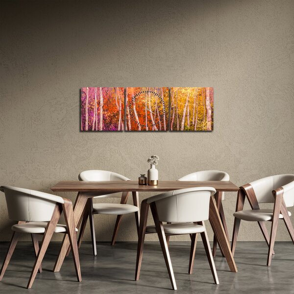 Egy kép egy színes erdőről (órával) (90x30 cm)