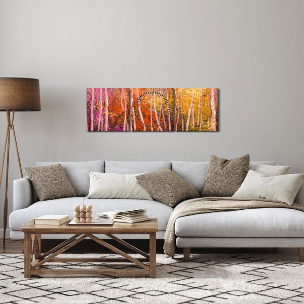 Egy kép egy színes erdőről (órával) (90x30 cm)