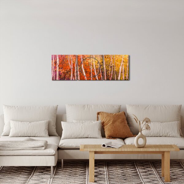 Egy kép egy színes erdőről (órával) (90x30 cm)