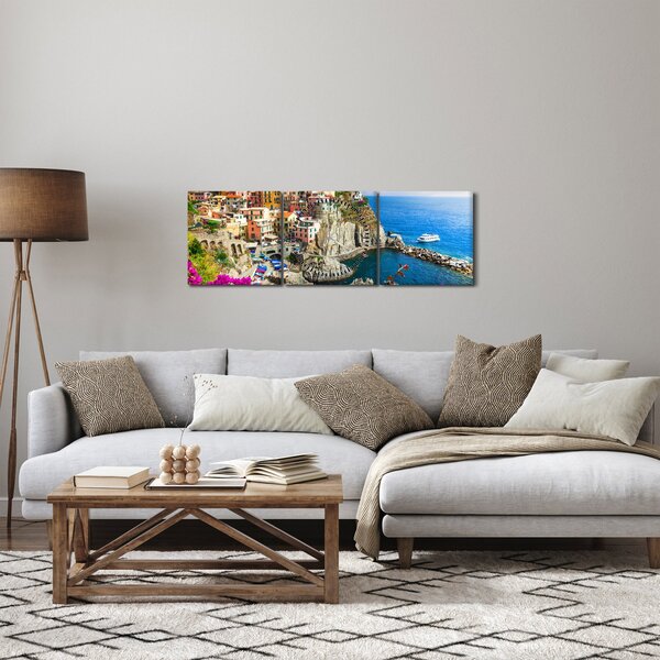 Kép - Manarola olasz falu (órával) (90x30 cm)