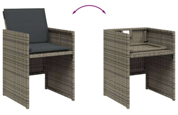 Polyrattan Kerti Étkezőgarnitúra - 7 részes - Szürke