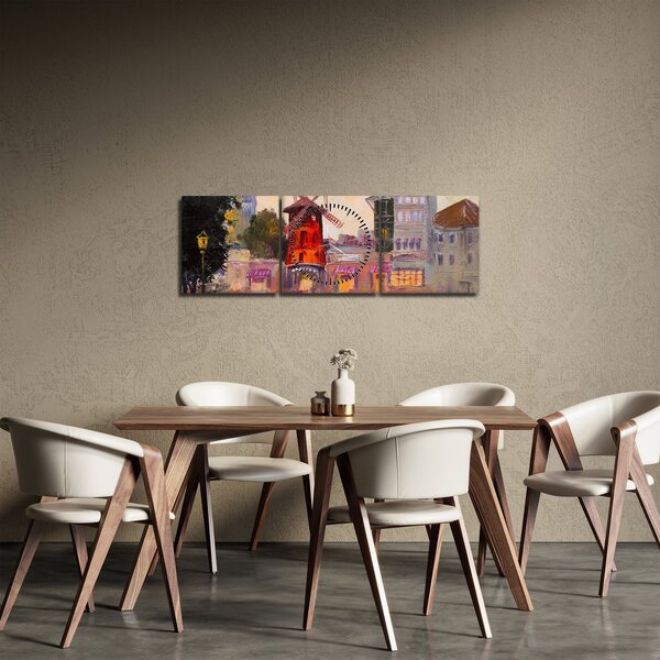 Kép - Moulin rouge, Párizs, Franciaország (órával) (90x30 cm)