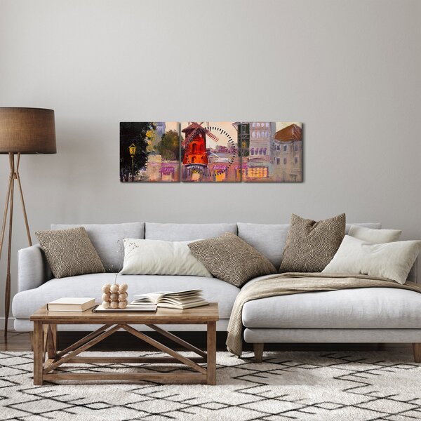 Kép - Moulin rouge, Párizs, Franciaország (órával) (90x30 cm)