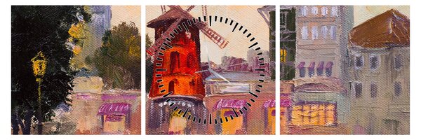 Kép - Moulin rouge, Párizs, Franciaország (órával) (90x30 cm)