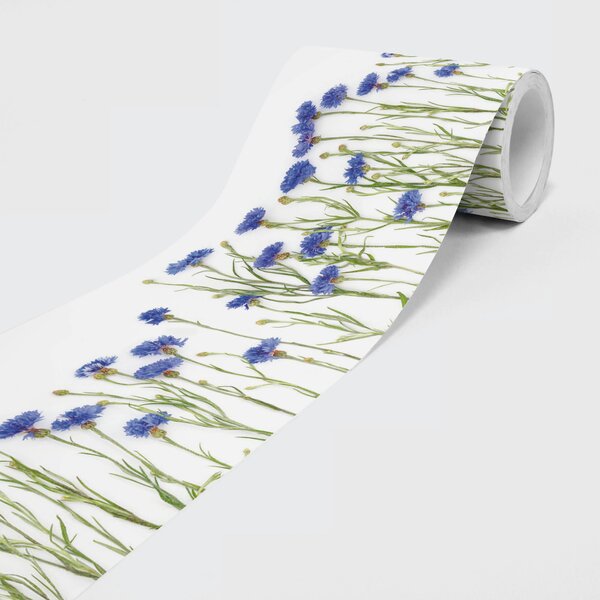 Nem szőtt öntapadós bordűr kék virágok minta 15 cm x 5 m