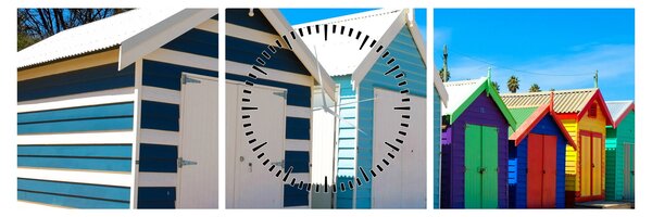 Kép - Brighton Beach, Melbourne, Ausztrália (órával) (90x30 cm)
