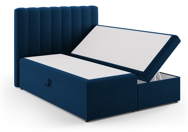 Sötétkék boxspring ágy tárolóhellyel 160x200 cm Gina – Milo Casa