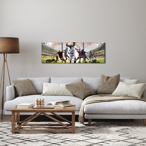 Kép - futball (órával) (90x30 cm)