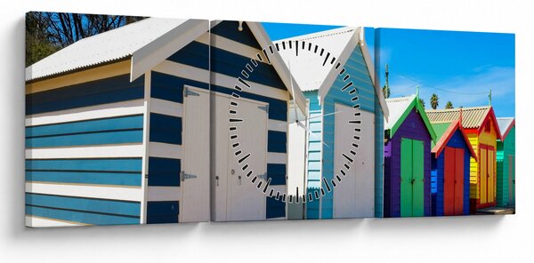 Kép - Brighton Beach, Melbourne, Ausztrália (órával) (90x30 cm)