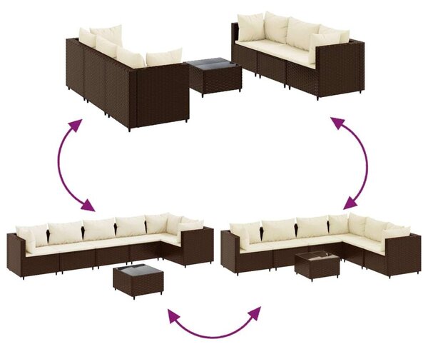 VidaXL Polyrattan Kerti Ülőgarnitúra - 7 részes - Barna