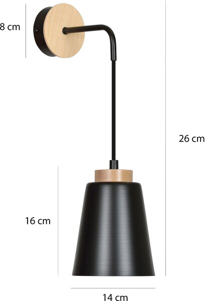 Emibig modern skandináv fali lámpa bolero fekete emi442/k1