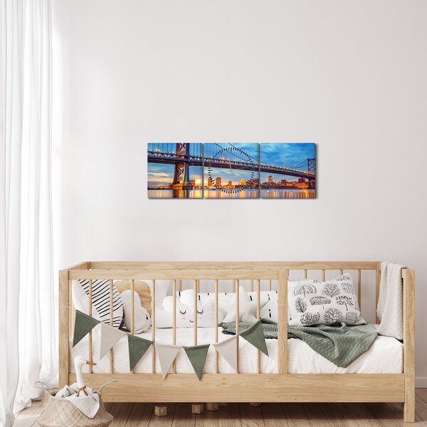 Kép - Benjamin Franklin híd, Philadelphia (órával) (90x30 cm)