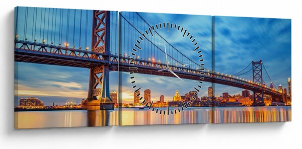 Kép - Benjamin Franklin híd, Philadelphia (órával) (90x30 cm)