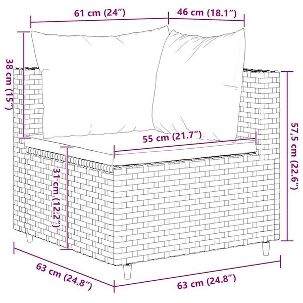 VidaXL Polyrattan Kerti Ülőgarnitúra - 7 részes - Barna