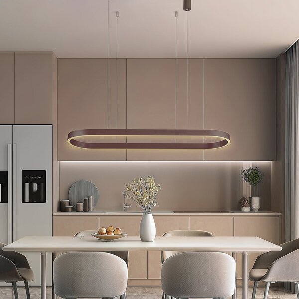 Függőlámpa Lucande, Melinay, dimmable, Barna / Rozsdabarna, Konyha, Alumínium, Modern