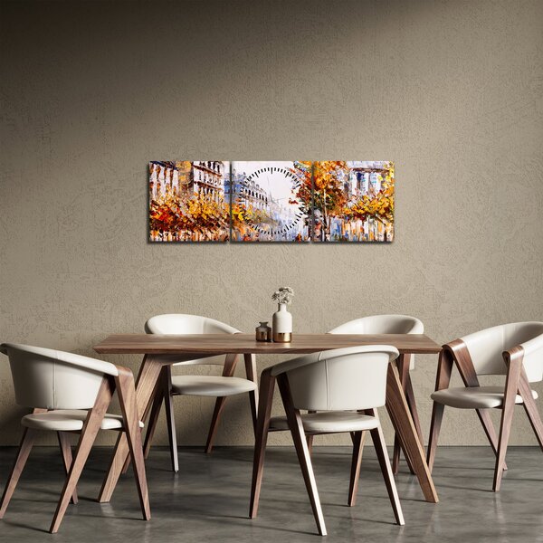 Kép - Utca Párizsban (órával) (90x30 cm)