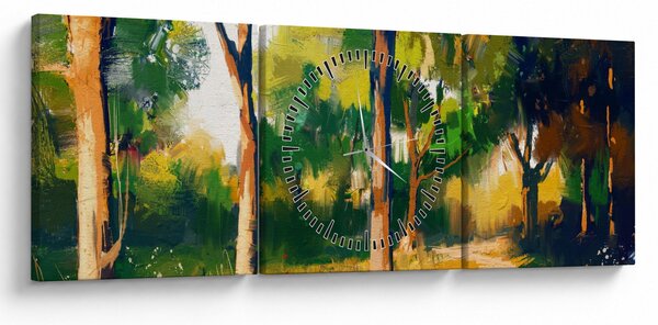 Erdő képe a nyári napsütésben, festmény (órával) (90x30 cm)