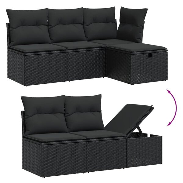 VidaXL Polyrattan Kerti Ülőgarnitúra - 6 részes - Fekete