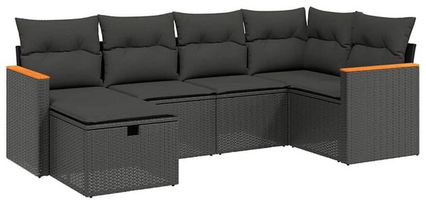 VidaXL Polyrattan Kerti Ülőgarnitúra - 6 részes - Fekete
