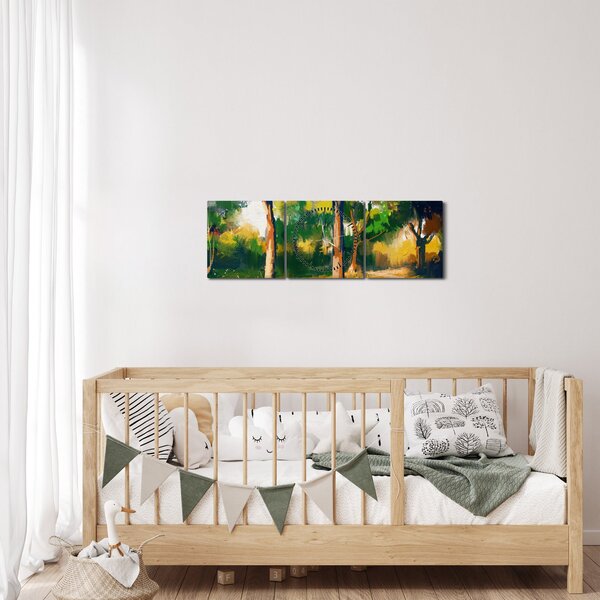 Erdő képe a nyári napsütésben, festmény (órával) (90x30 cm)