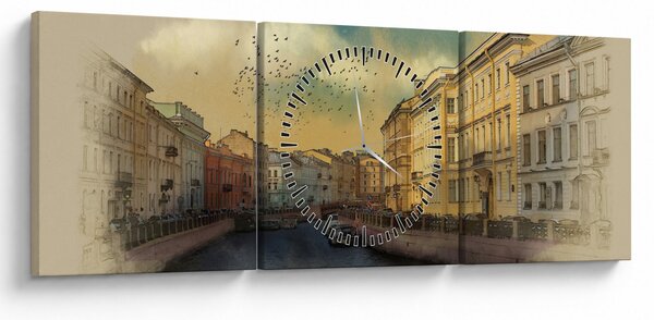 Kép - Moyka, folyó, St. Petersburg, Oroszország (órával) (90x30 cm)