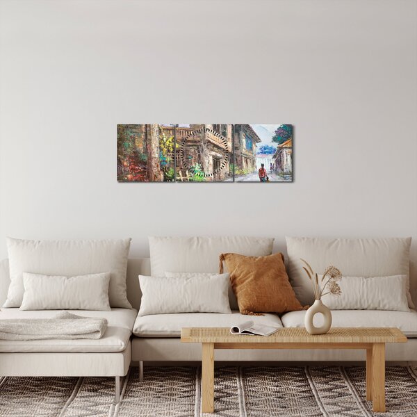 Fülöp-szigeteki falu képe, Ázsia (órával) (90x30 cm)
